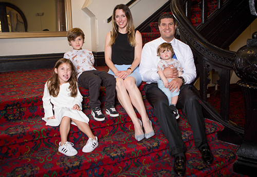 David with his family
