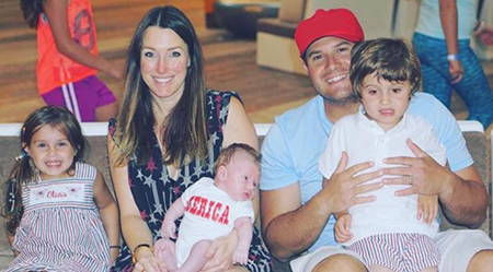 David with his wife and children